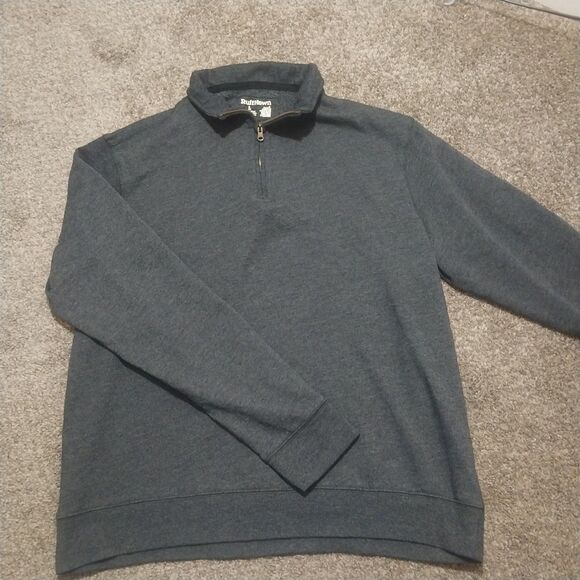 Ruff Hewn 1/4 Zip Pullover Men’s Large Charcoal Gray Sweatshirt Cotton Blend - Picture 2 of 6